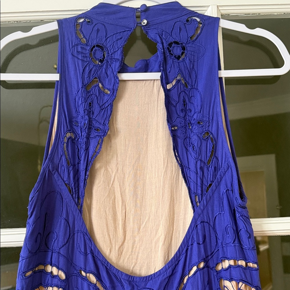 Free People purple/Royal Blue Sleeveless Cutout Embroidered Dress - Picture 4 of 8